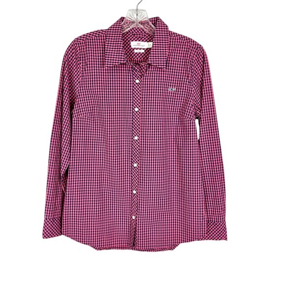 Vineyard Vines Alicetown Gingham Chilmark Classic Button Down Shirt Pink size 4 - Picture 1 of 10